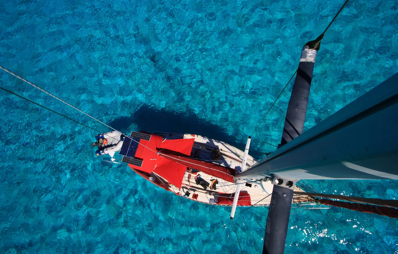 Photo wallpaper sea, stay, yacht, journey, mast