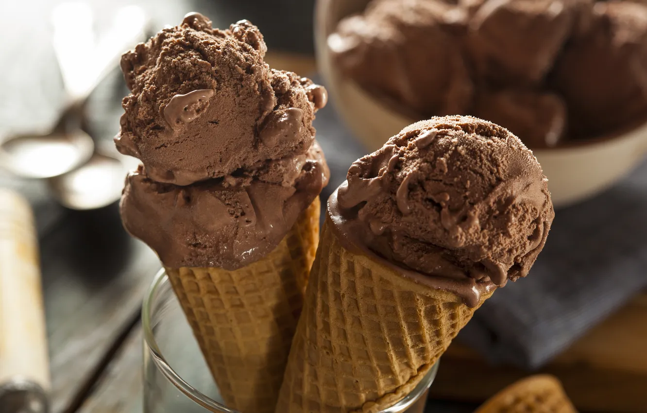 Photo wallpaper ice cream, horn, chocolate ice cream