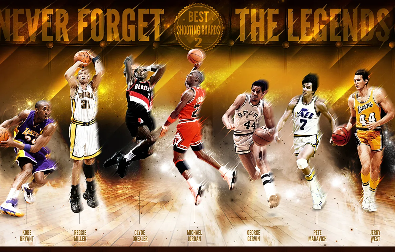 Photo wallpaper sport, Basketball, Michael Jordan, legend, NBA, Kobe Bryant, George Gervin, Jerry West