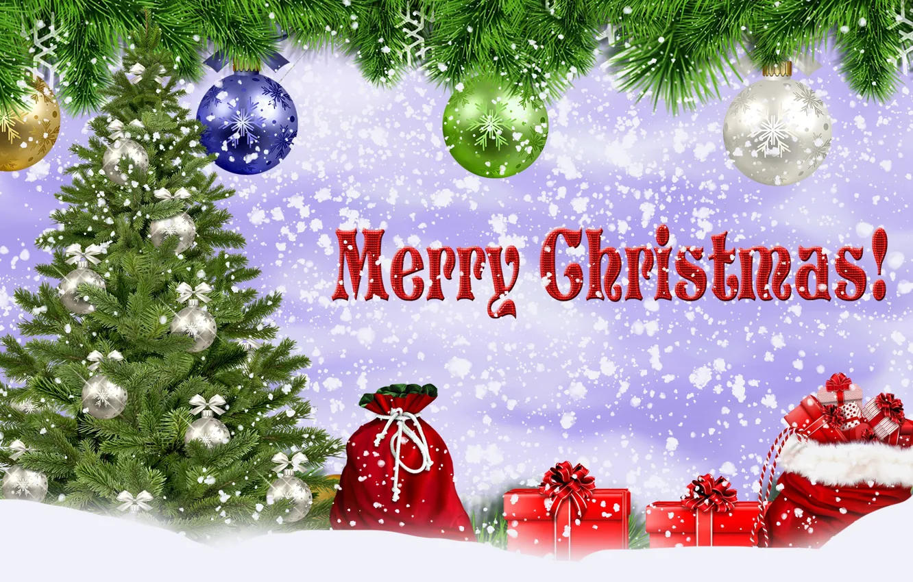 Photo wallpaper Graphics, Choinka, Christmas, Bombki