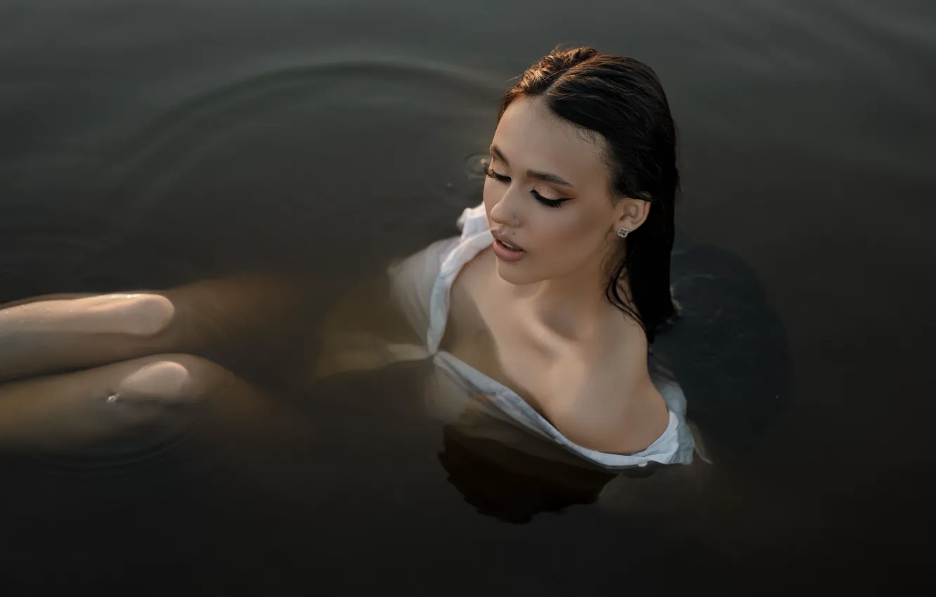 Photo wallpaper girl, wet, water, model