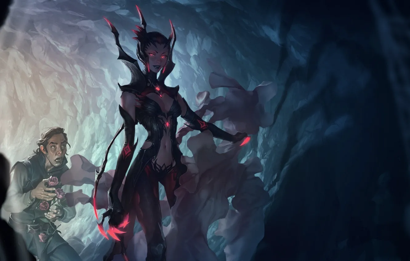 Photo wallpaper bouquet, Elise, roses, ujagar, demoscopy, Legends of Runeterra, shock, cave