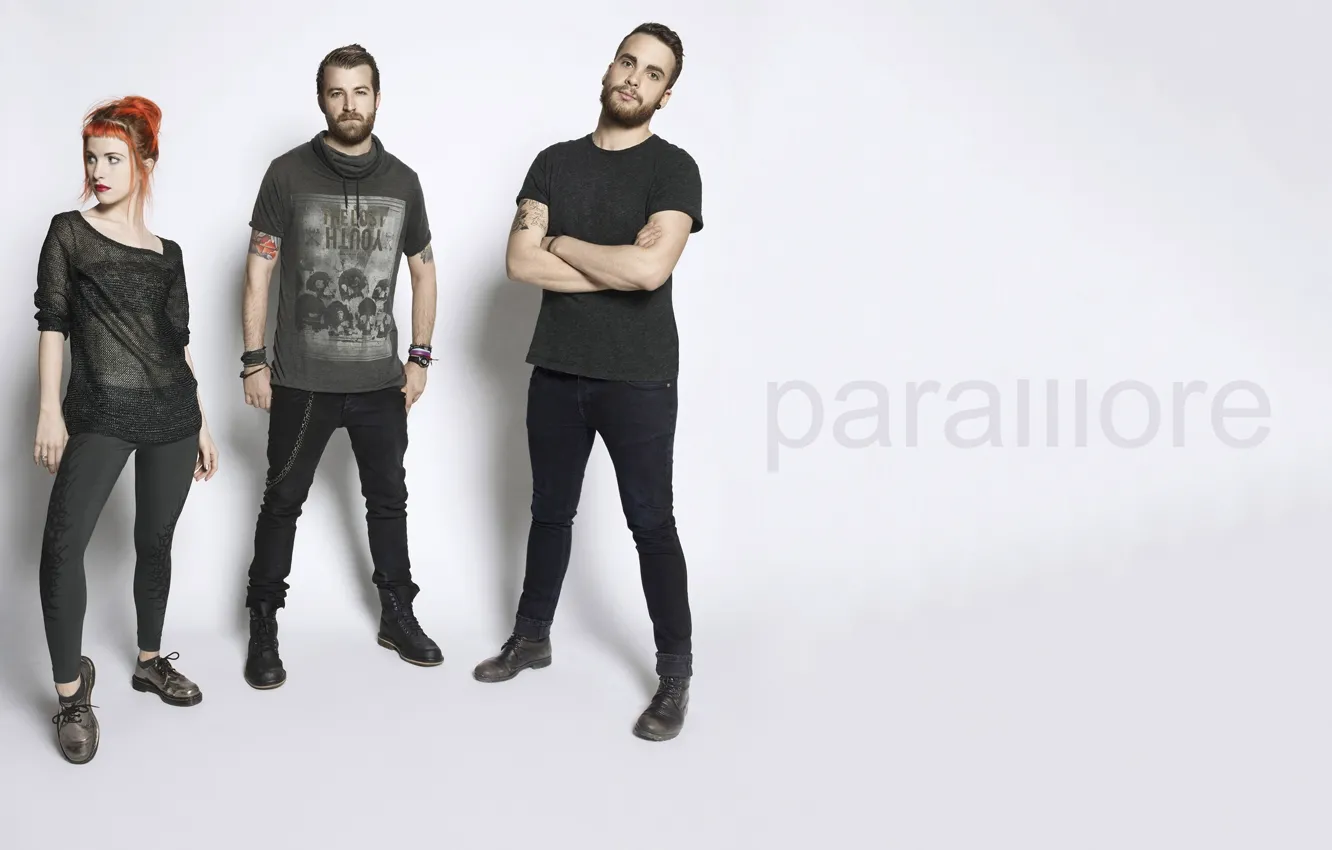 Photo wallpaper photo, grey, background, group, paramore, rock, photo, promo