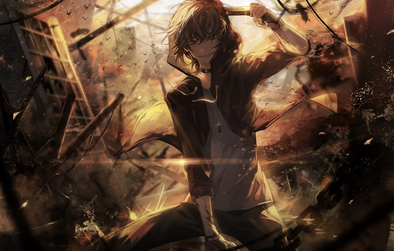 Photo wallpaper smile, gun, guy