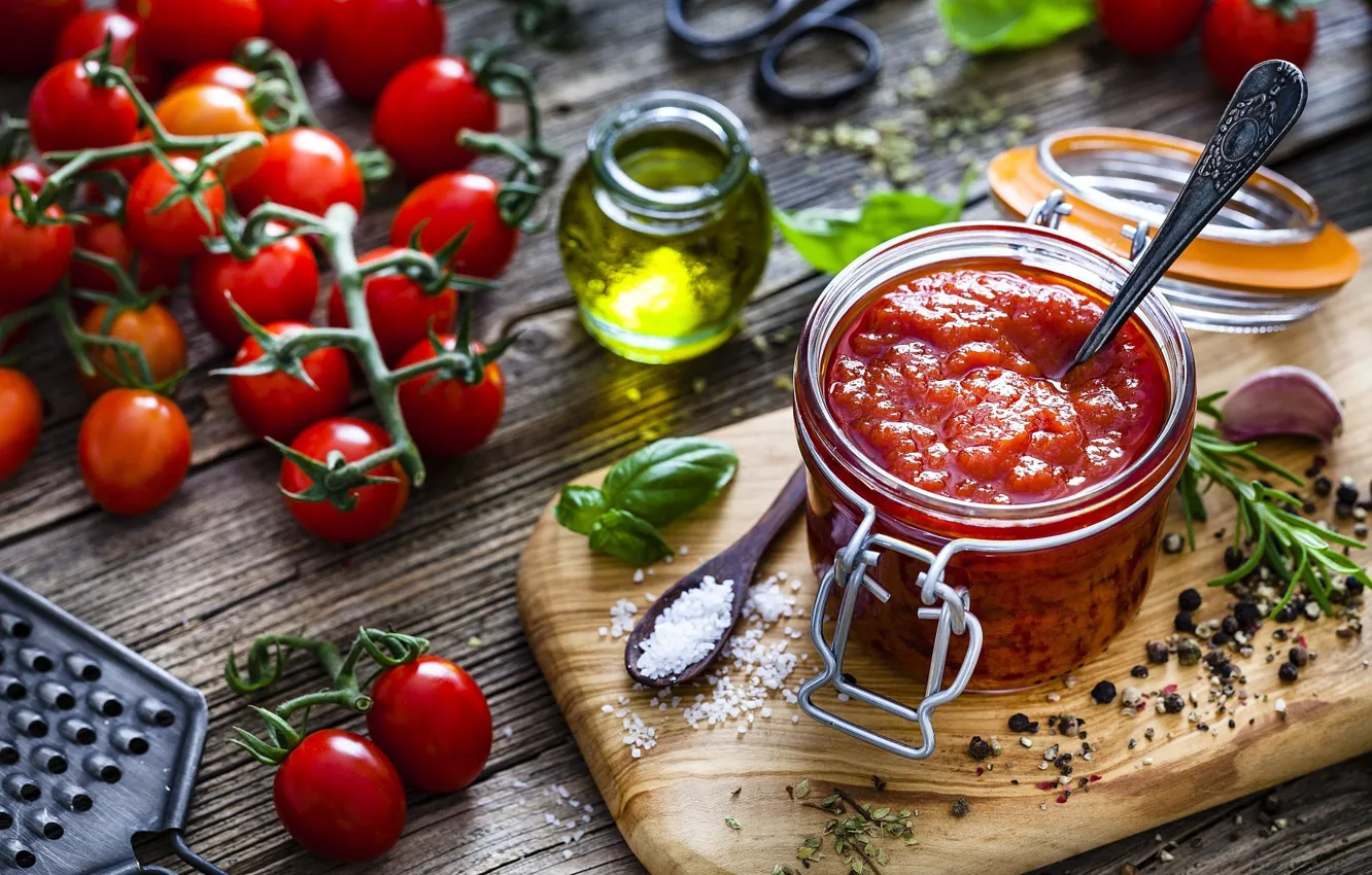 Photo wallpaper Bank, tomatoes, Lecho, blank, tomato paste