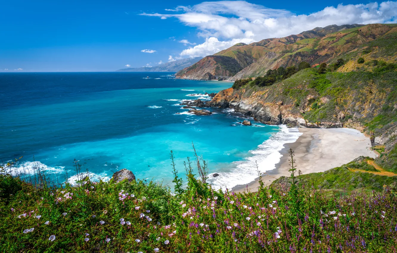 Photo wallpaper the ocean, coast, CA, USA