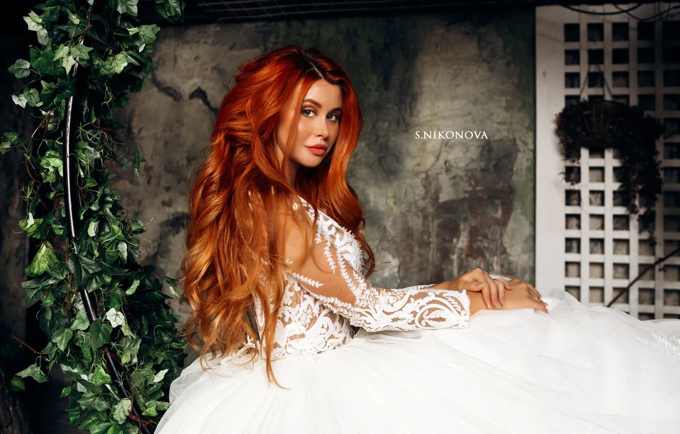 Photo wallpaper look, model, portrait, makeup, dress, hairstyle, red, the bride