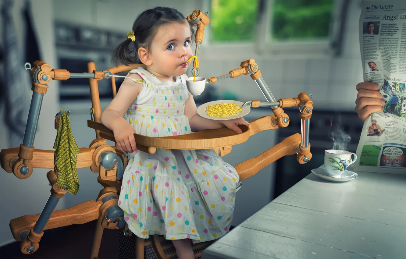 Photo wallpaper food, girl, lunch