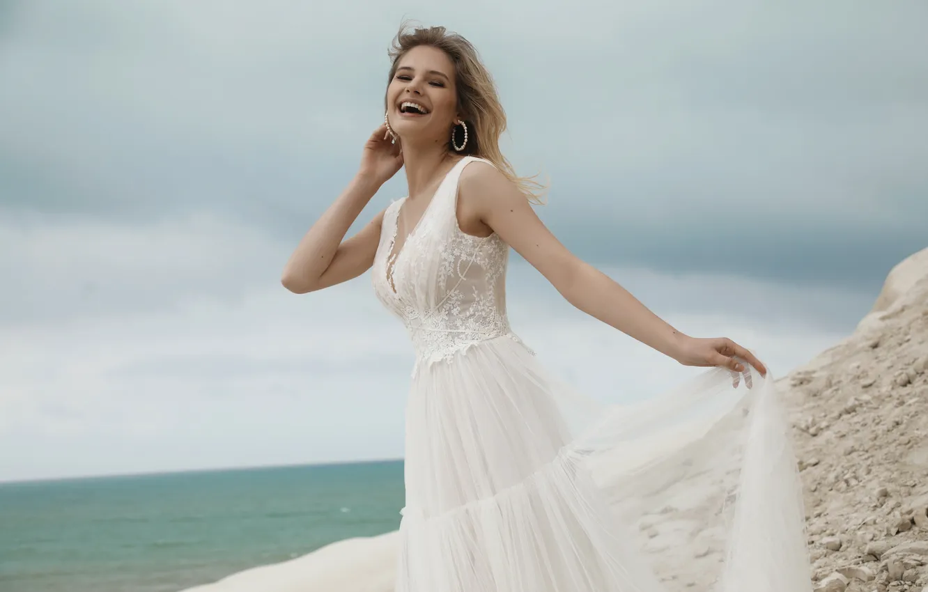 Photo wallpaper girl, model, blonde, bride