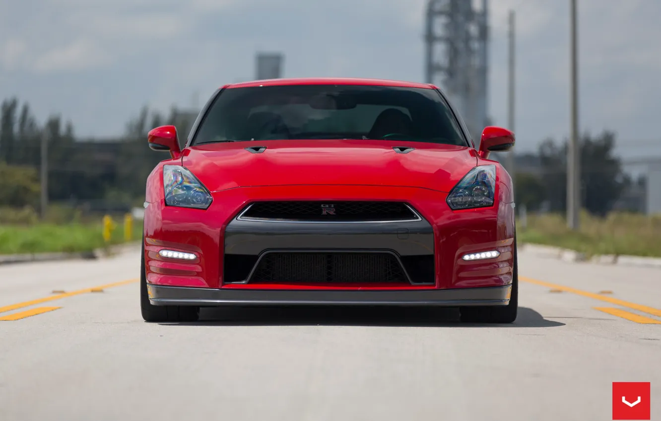 Photo wallpaper GTR, Red, R35, Vossen