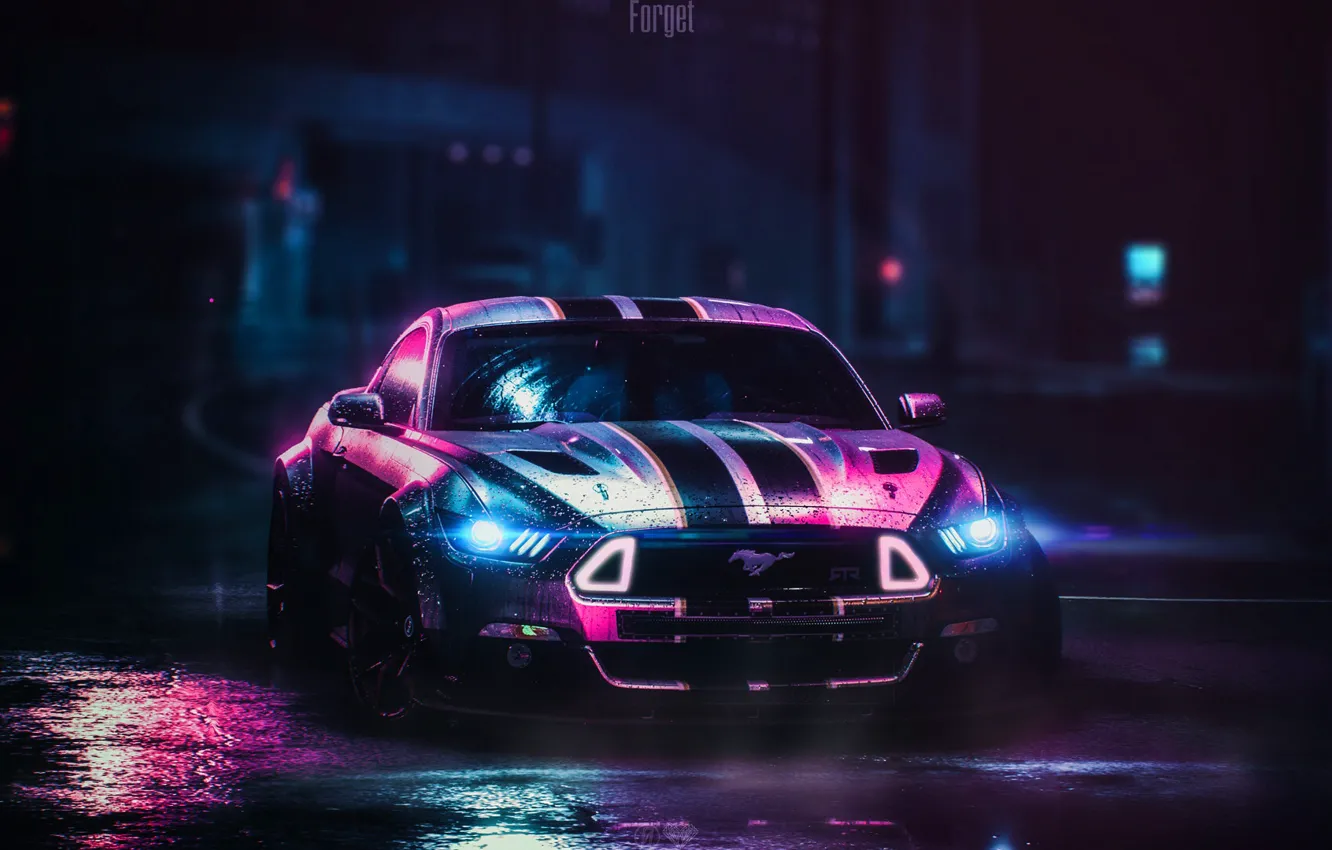 Photo wallpaper Mustang, Ford, Car, NFS, Need for Speed, Night, Ford Mustang RTR, Transport & Vehicles