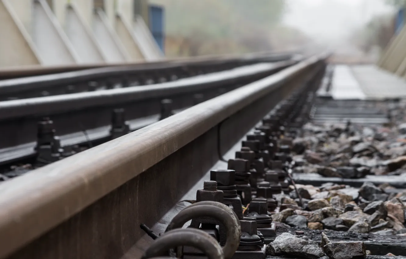 Photo wallpaper metal, track, railroad track