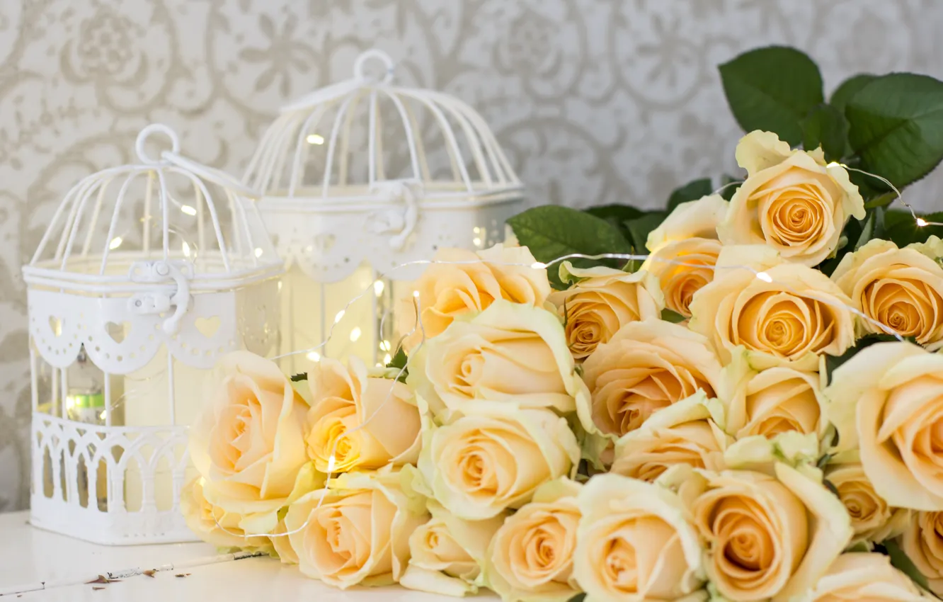 Photo wallpaper flowers, yellow, roses, yellow, flowers, roses