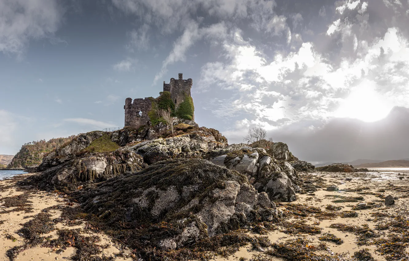 Photo wallpaper castle, rocks, ruins