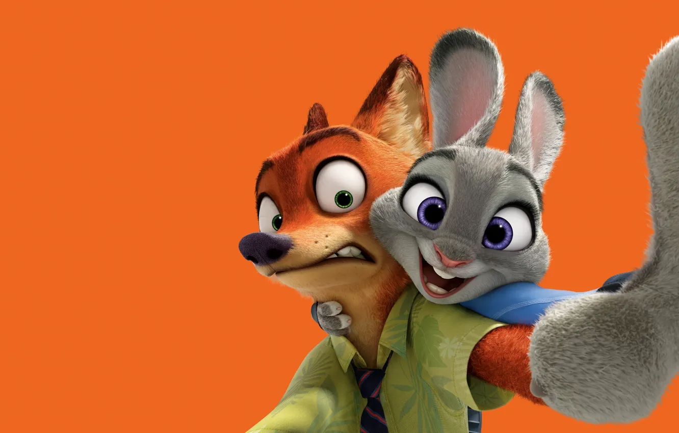 Photo wallpaper cinema, Disney, fox, animals, police, rabbit, cartoon, orange