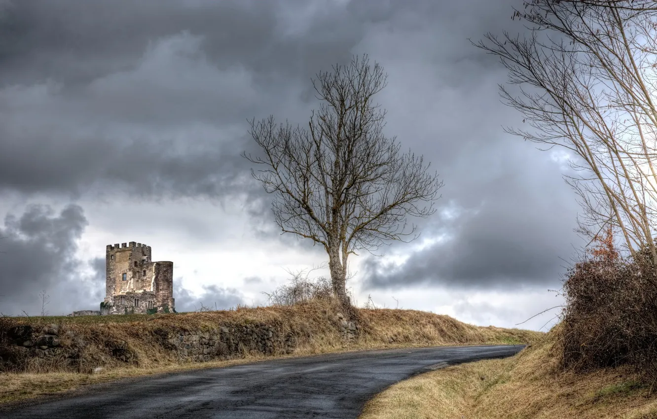 Photo wallpaper road, the sky, castle