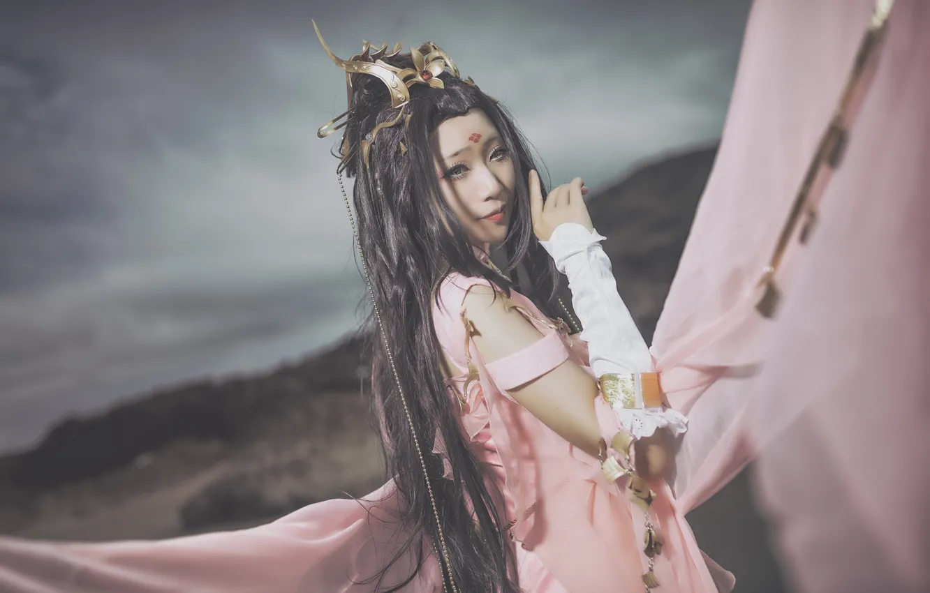 Photo wallpaper girl, face, style, dress, Asian