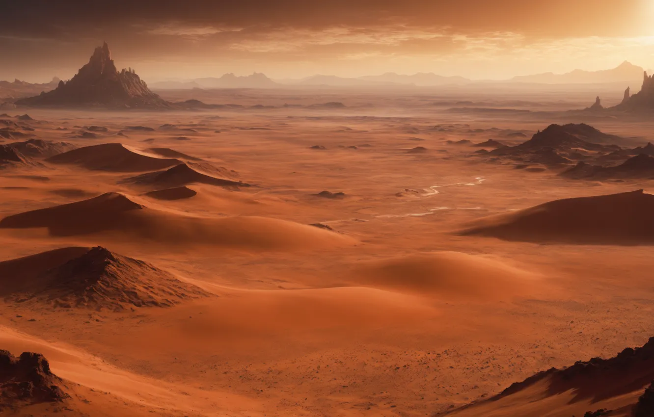 Photo wallpaper sand, mountains, dunes