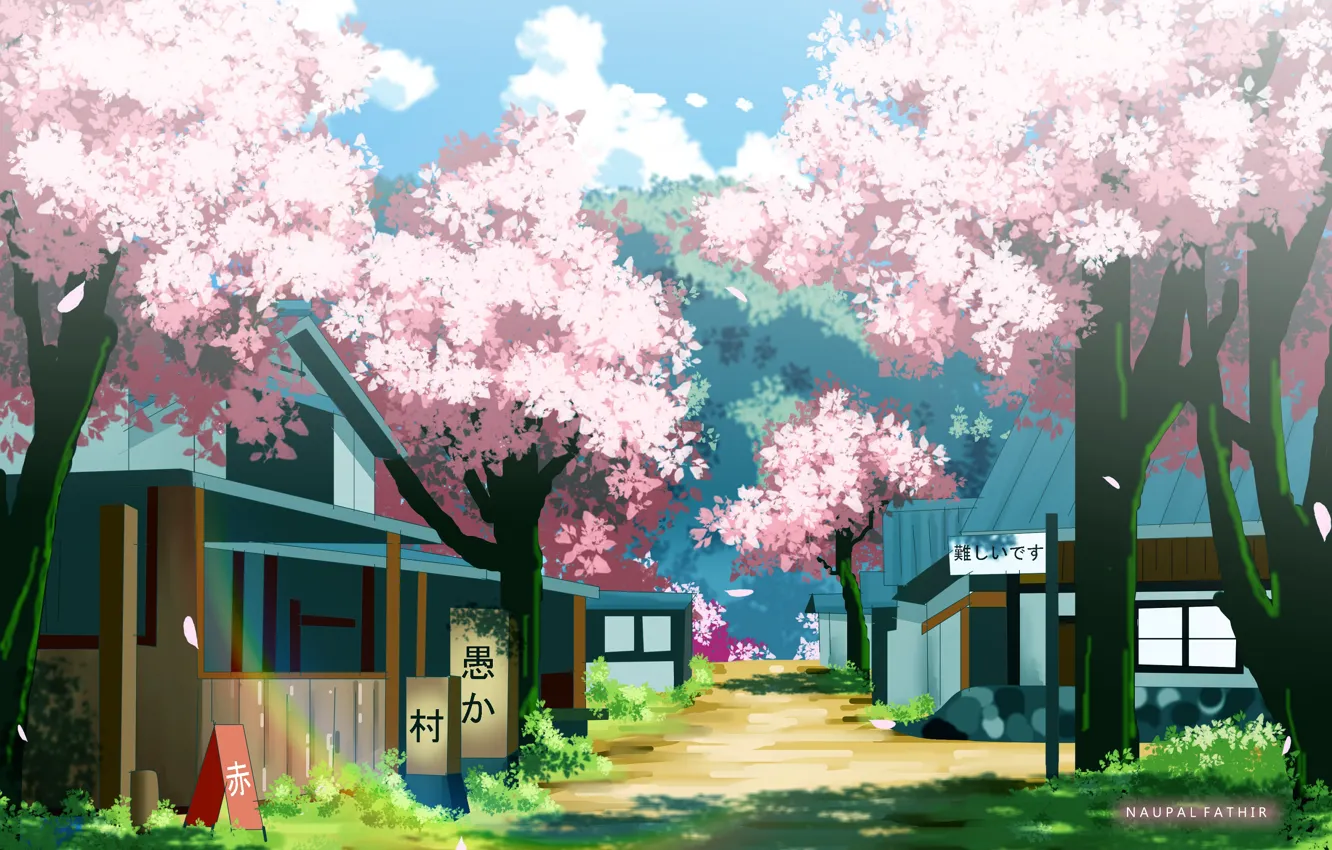 Photo wallpaper spring, anime, garden