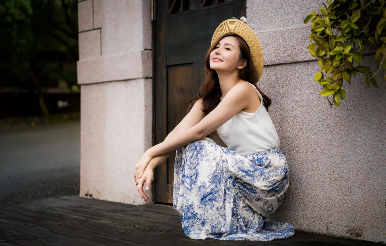 Photo wallpaper hat, dress, Asian