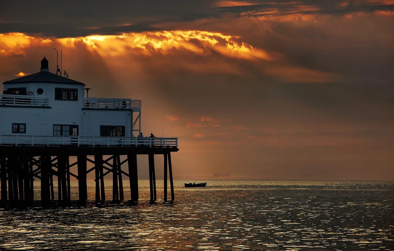 Photo wallpaper sea, the sky, rays, light