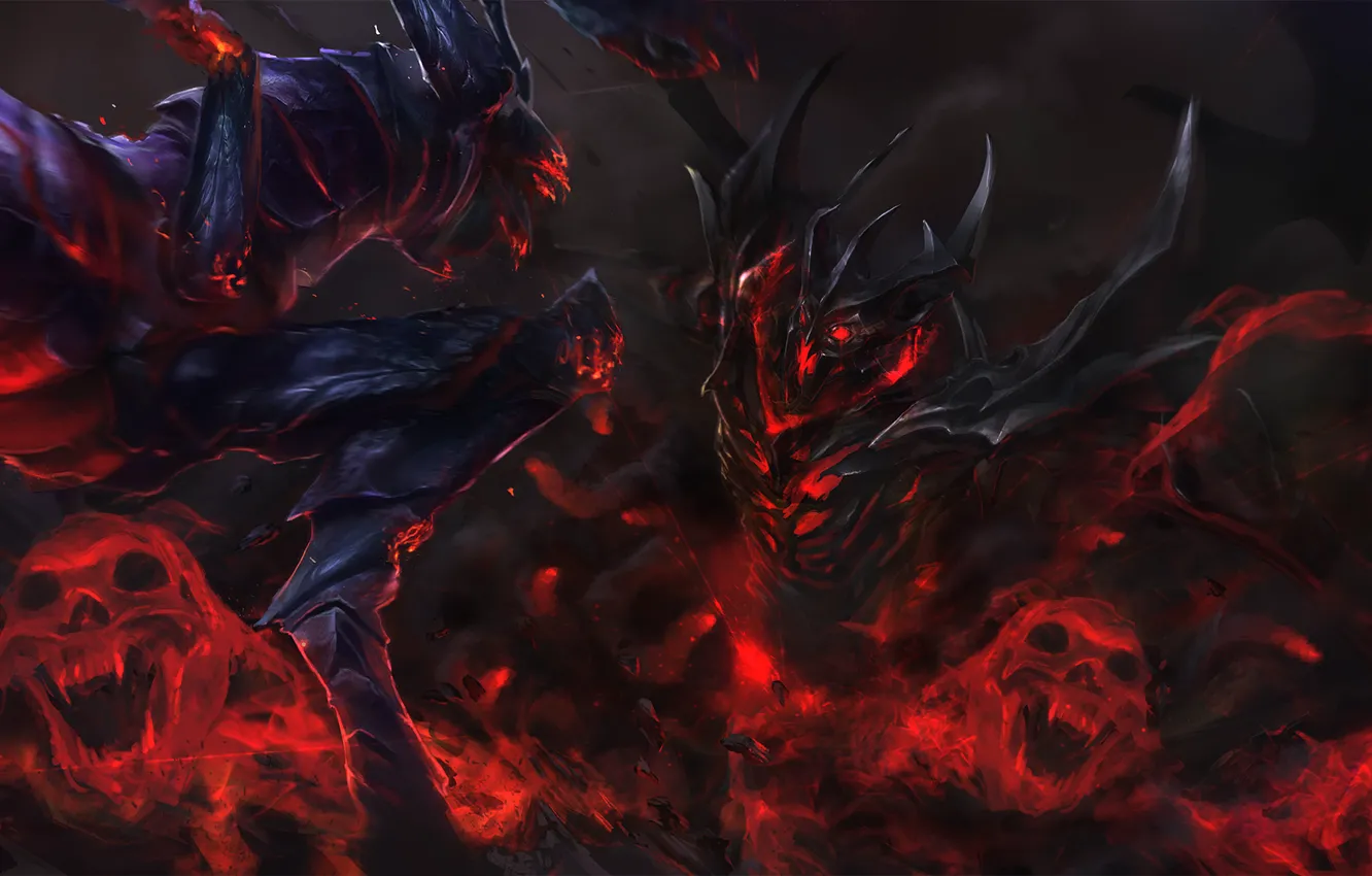 Photo wallpaper darkness, blood, skull, the demon, art