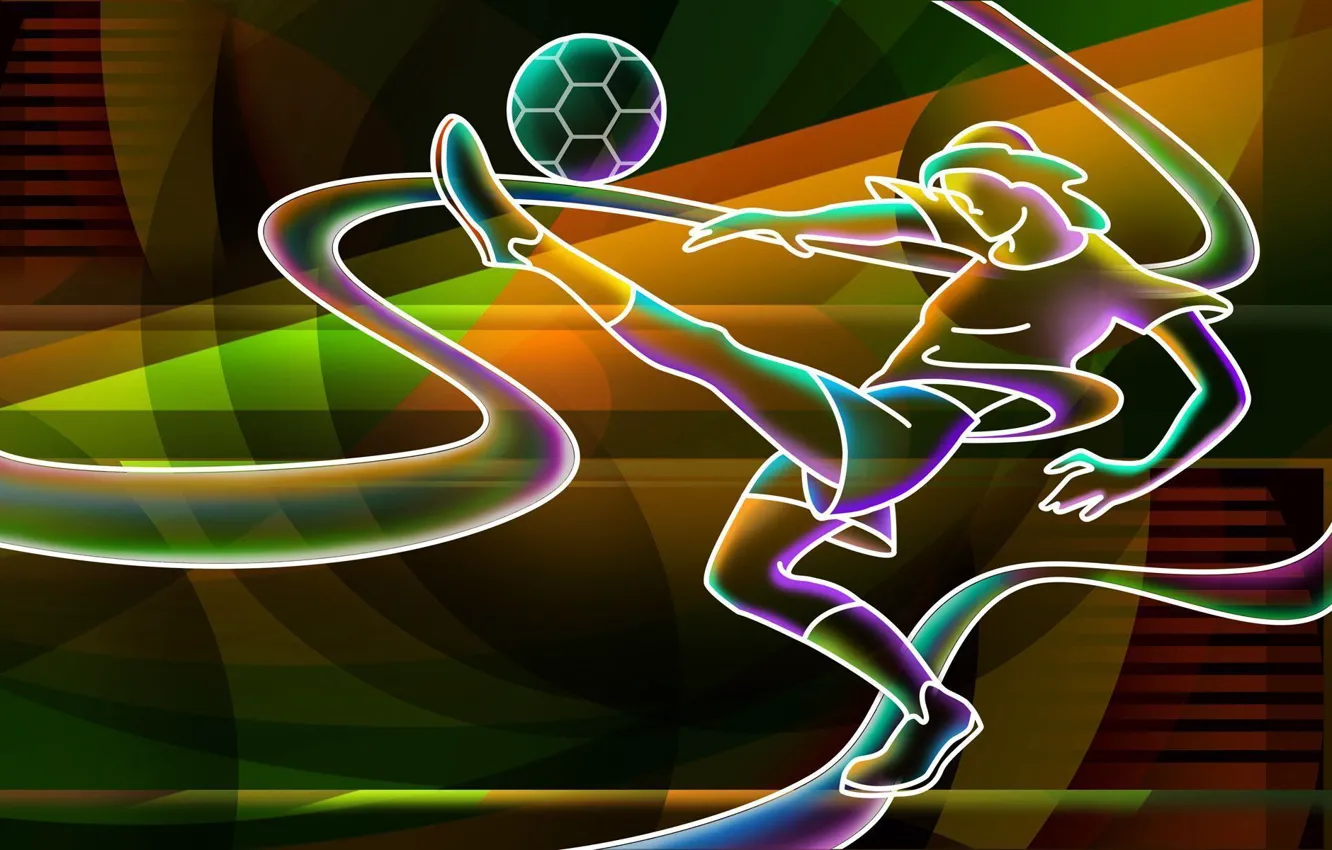 Photo wallpaper sport, the game, the ball, neon, blow, sport, game, player
