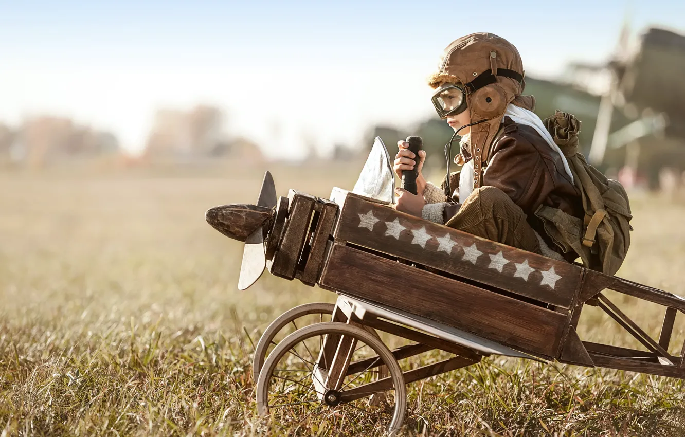 Photo wallpaper games, toy airplane, aviator glasses and hat