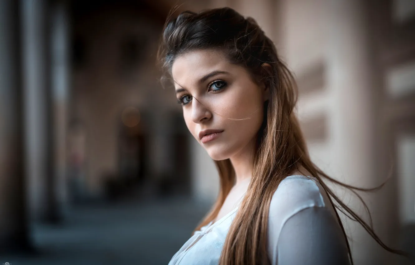 Photo wallpaper look, model, portrait, makeup, hairstyle, brown hair, bokeh, Marco De Santis