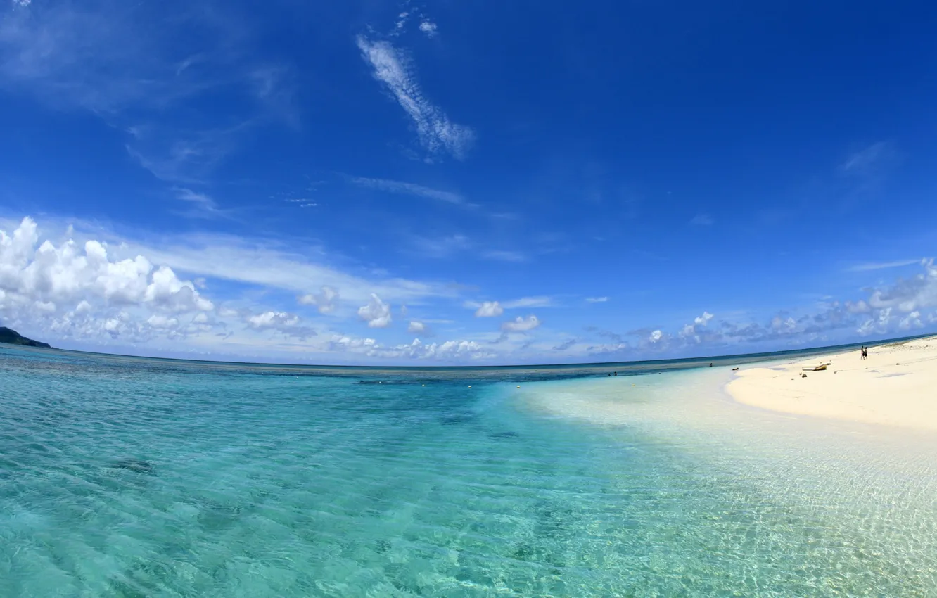 Photo wallpaper sand, water, Clouds, horizon