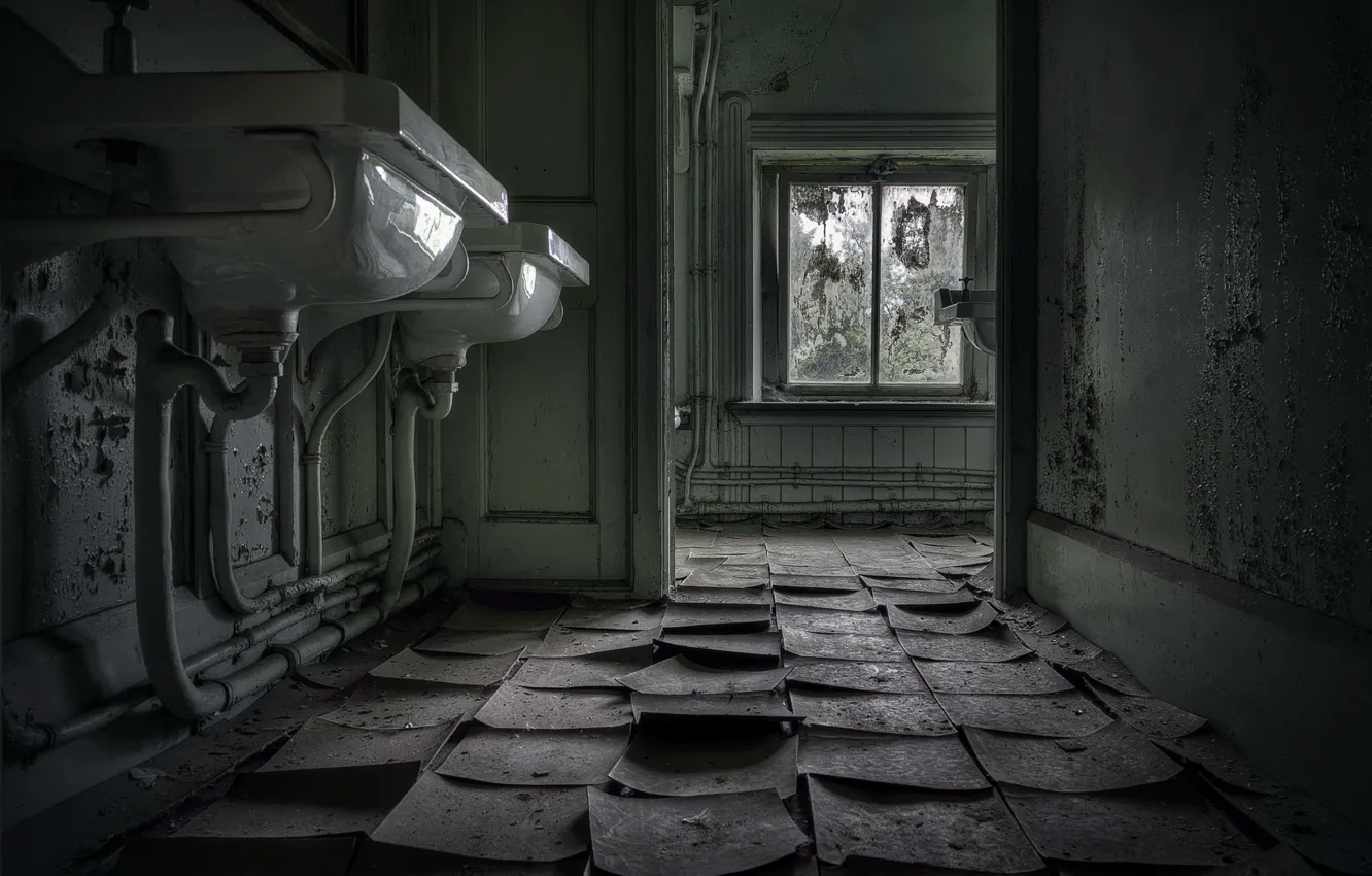 Photo wallpaper window, floor, sink