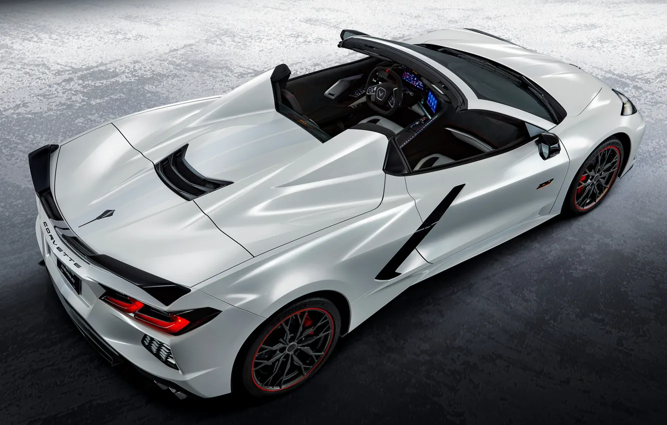 Photo wallpaper Corvette, Chevrolet, sports car, Convertible, Stingray, 2023, 70th Anniversary