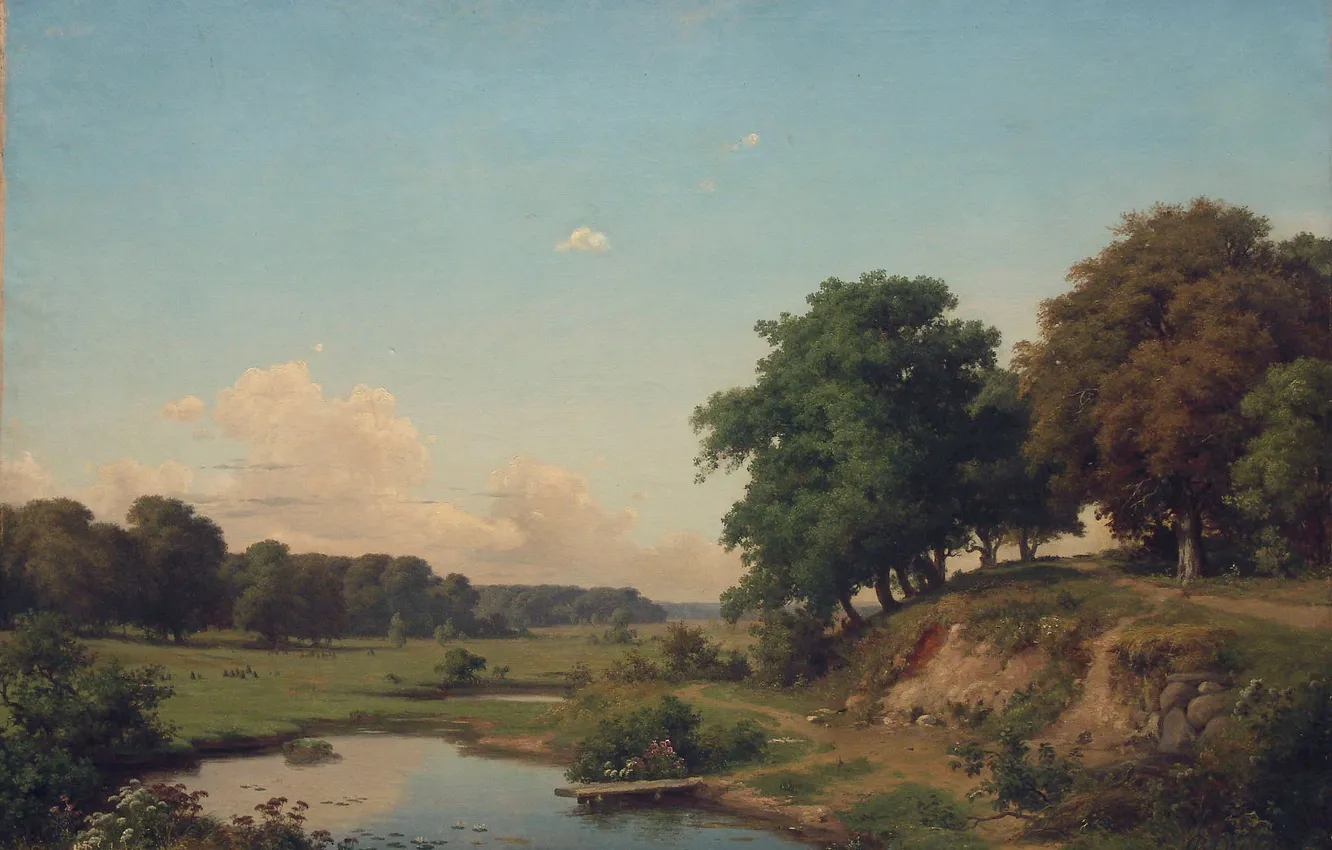 Photo wallpaper painting, Orlovsky, Landscape with a pond, Orlovsky