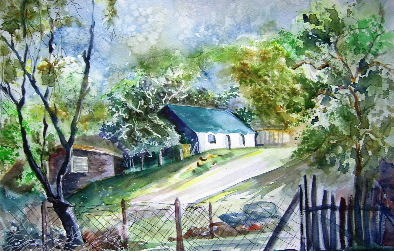 Photo wallpaper landscape, picture, watercolor