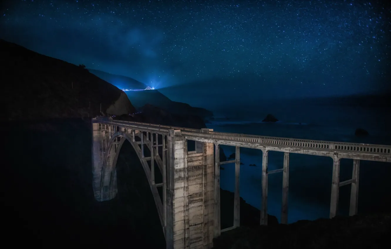 Photo wallpaper landscape, California, longexposure, centralcoast, bixbybridge
