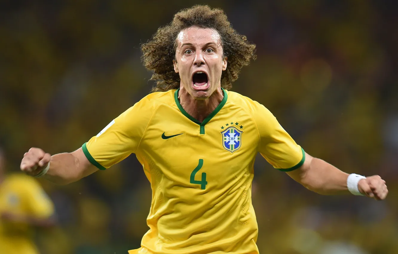 Photo wallpaper Football, Brazil, Football, Sport, David Luiz, Player, Brasil, FIFA
