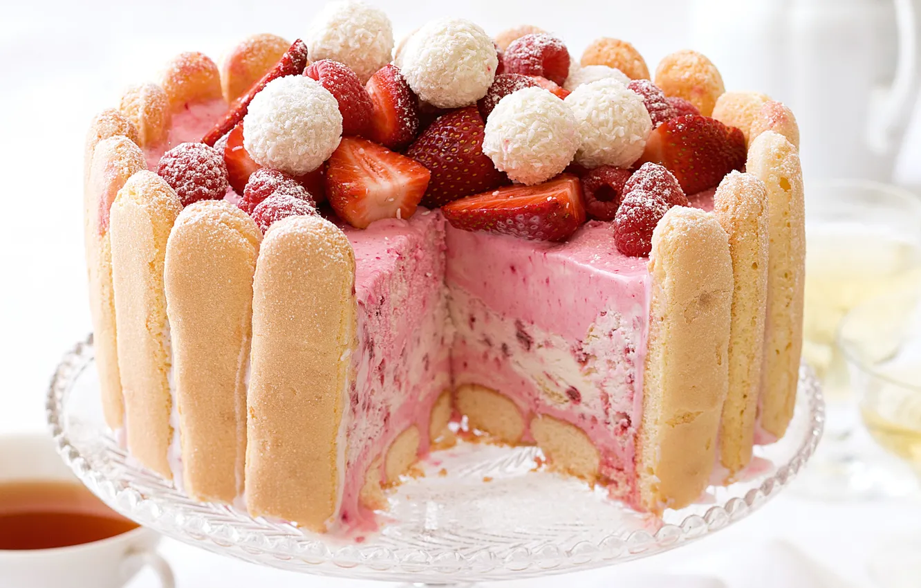 Photo wallpaper berries, food, strawberry, cake, cake, dessert, sweet, sweet