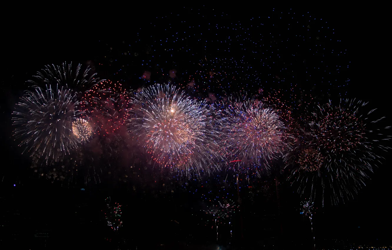 Photo wallpaper party, happy new year, fireworks