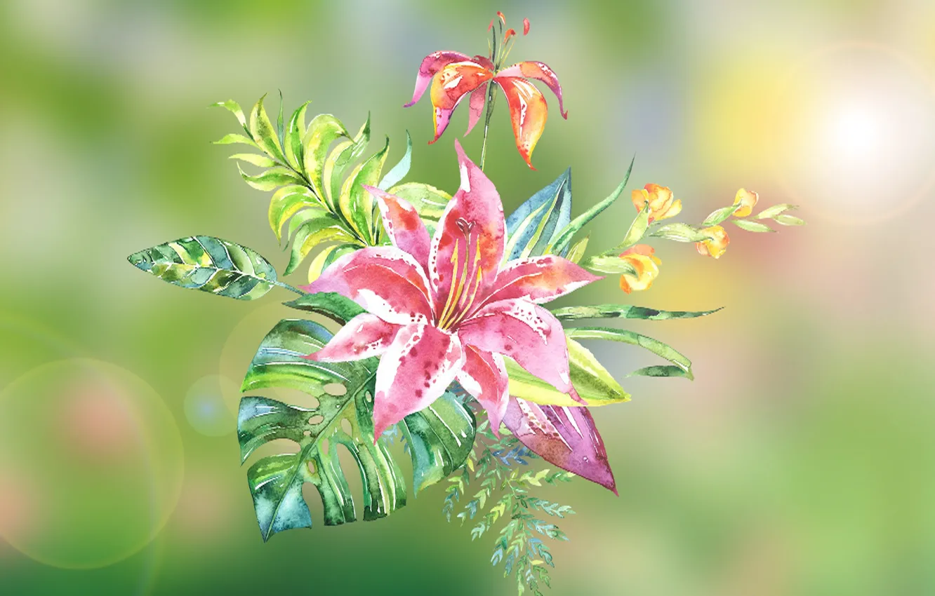 Photo wallpaper Graphics, Flowers, Lilie