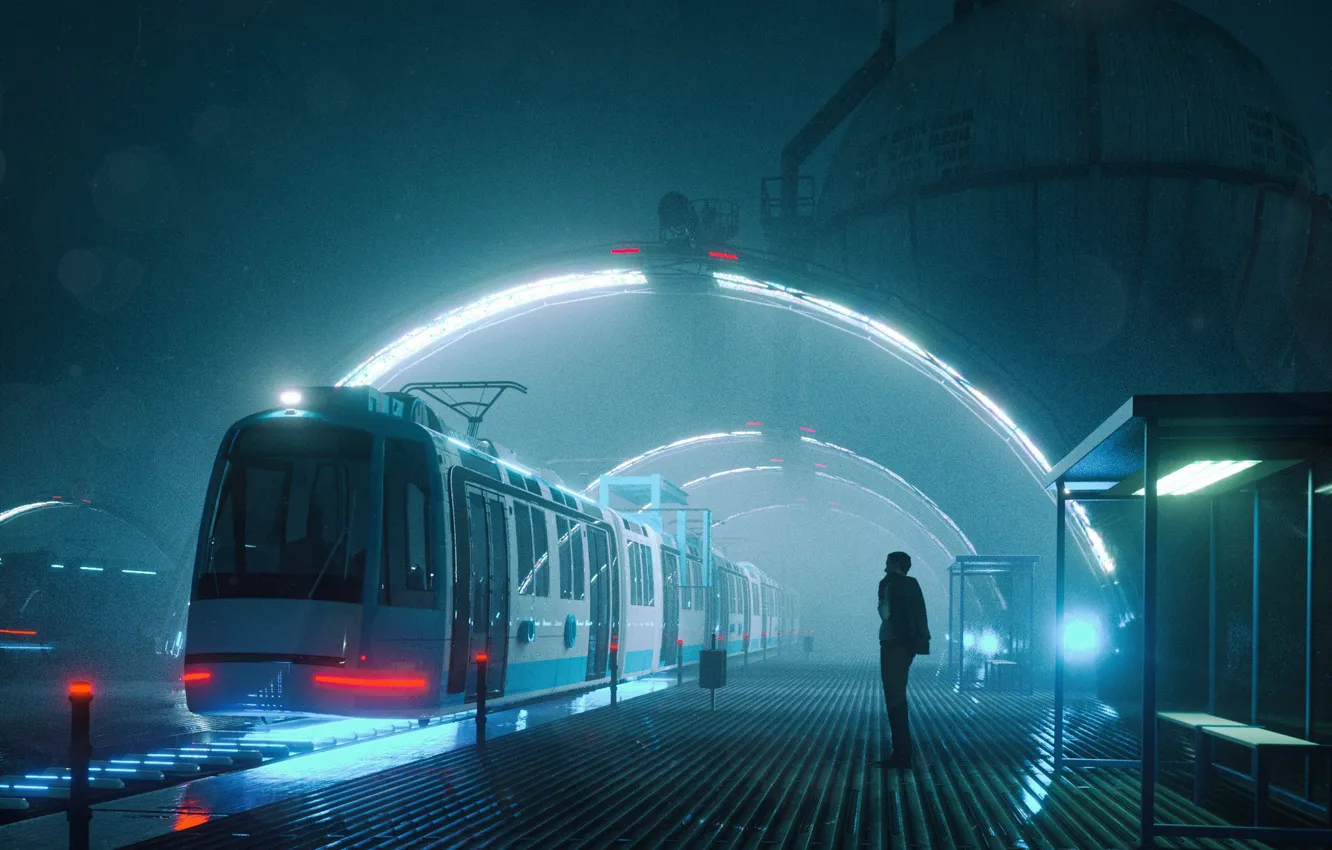 Photo wallpaper people, train, the platform, waiting, LAST TRAIN HOME