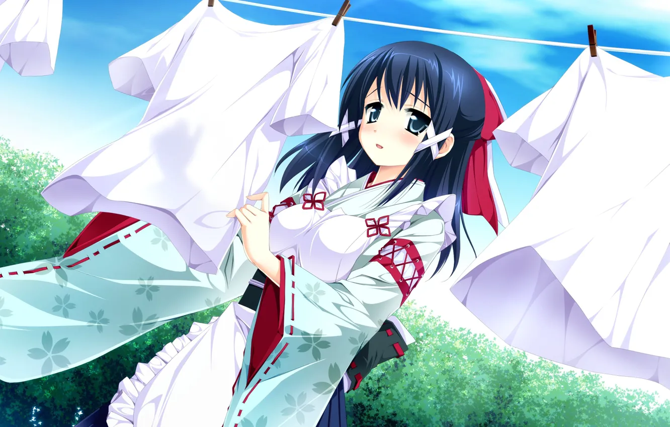 Photo wallpaper girl, linen, kimono, otome ga tsumu let koi no canvas, canvas, tsumu let, otome, koi