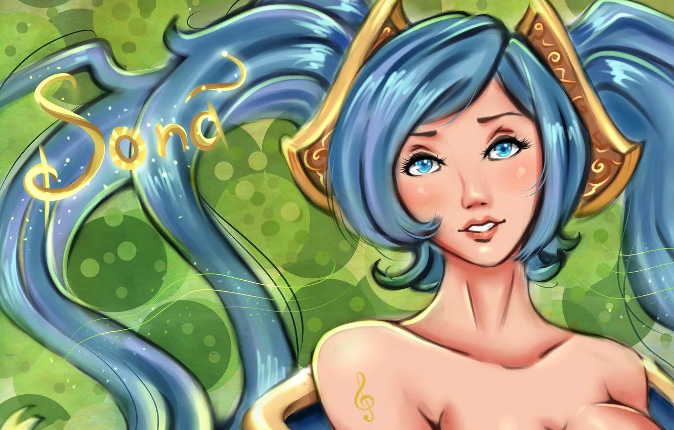 Photo wallpaper chest, look, girl, smile, art, League of Legends, sona, Yamada Niiri.