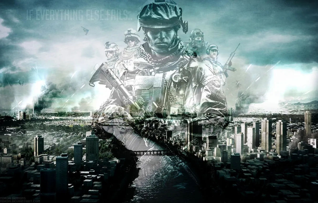 Photo wallpaper the city, soldiers, battlefield
