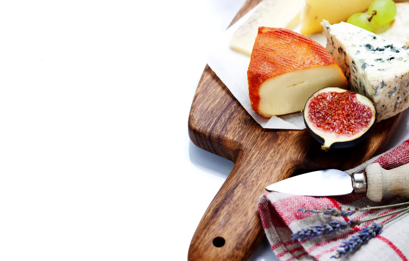 Photo wallpaper photo, food, cheese, knife, figs