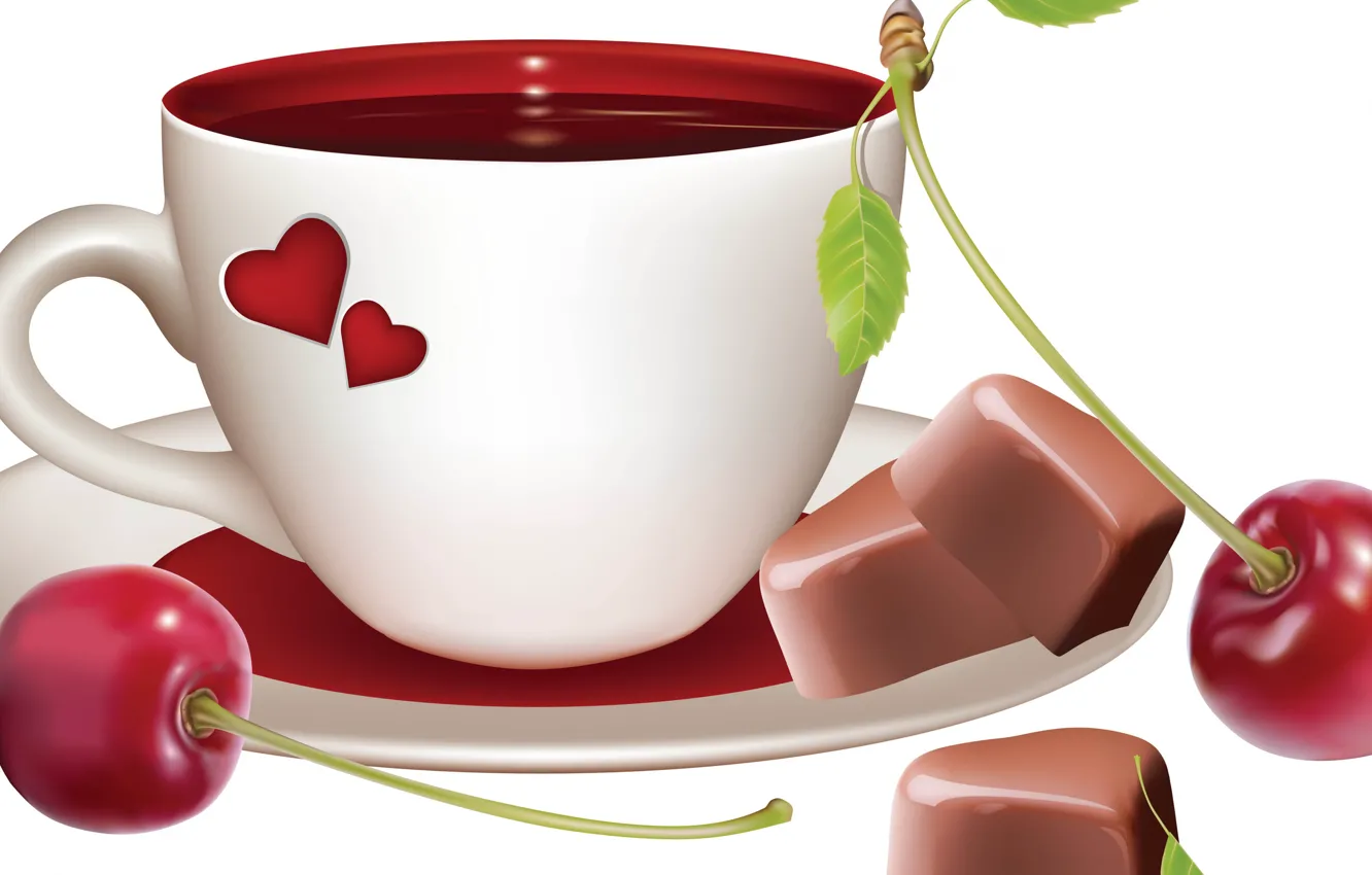 Photo wallpaper candy, Cup, cherry