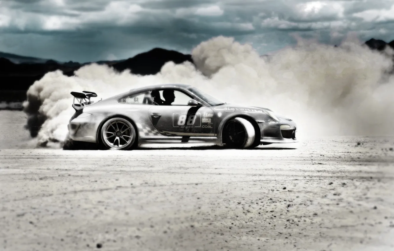 Photo wallpaper sand, desert, Porsche, GT3RS, GoldRush
