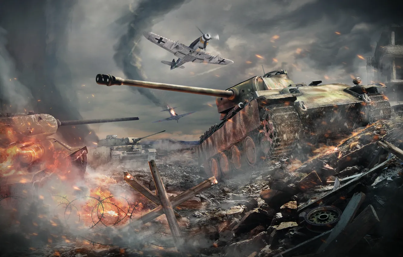 Photo wallpaper Fighter, Aviation, Tanks, Panther, War Thunder, Gaijin Entertainment