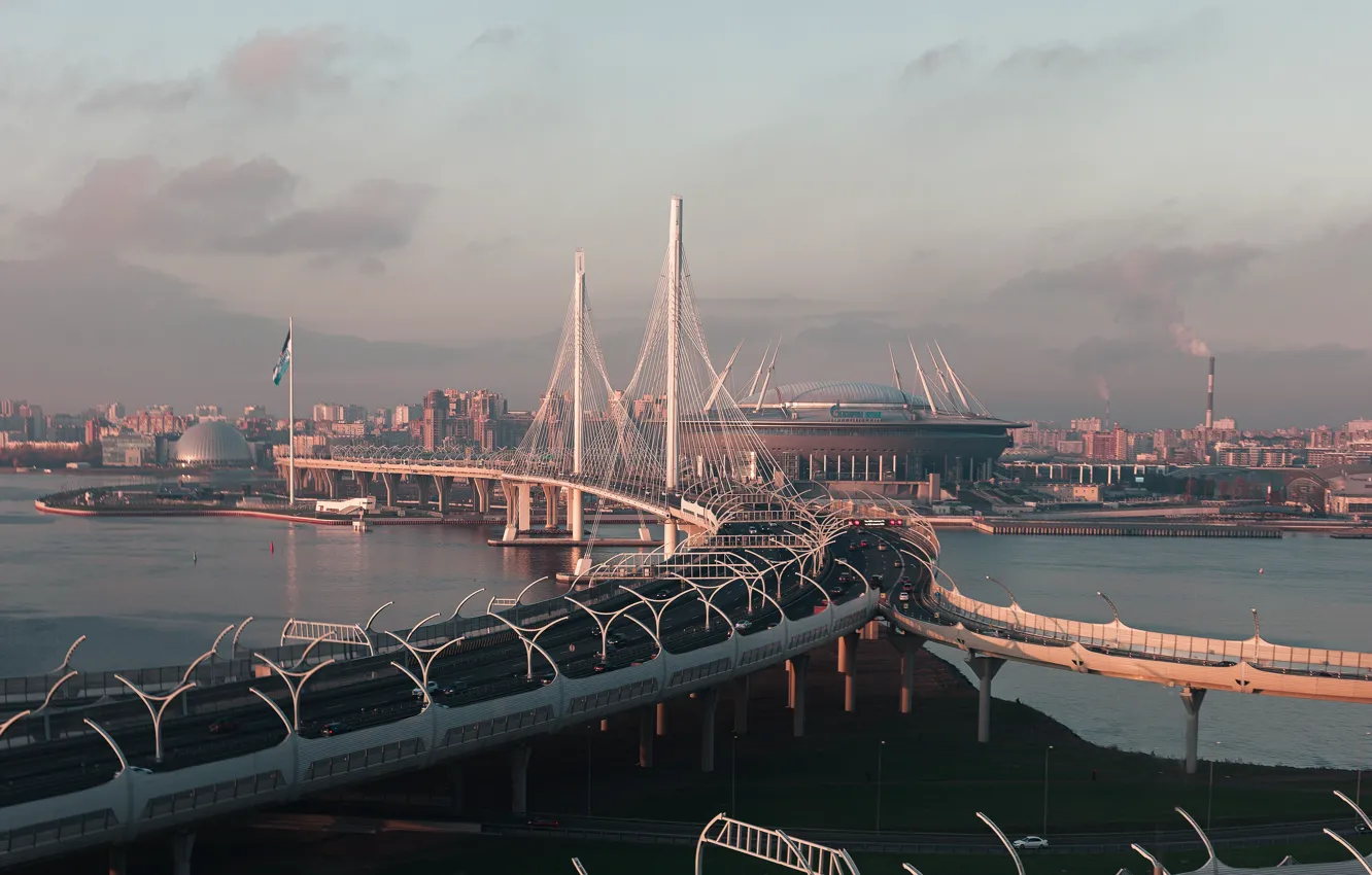 Photo wallpaper sunset, the city, the urban landscape, St. peteburg