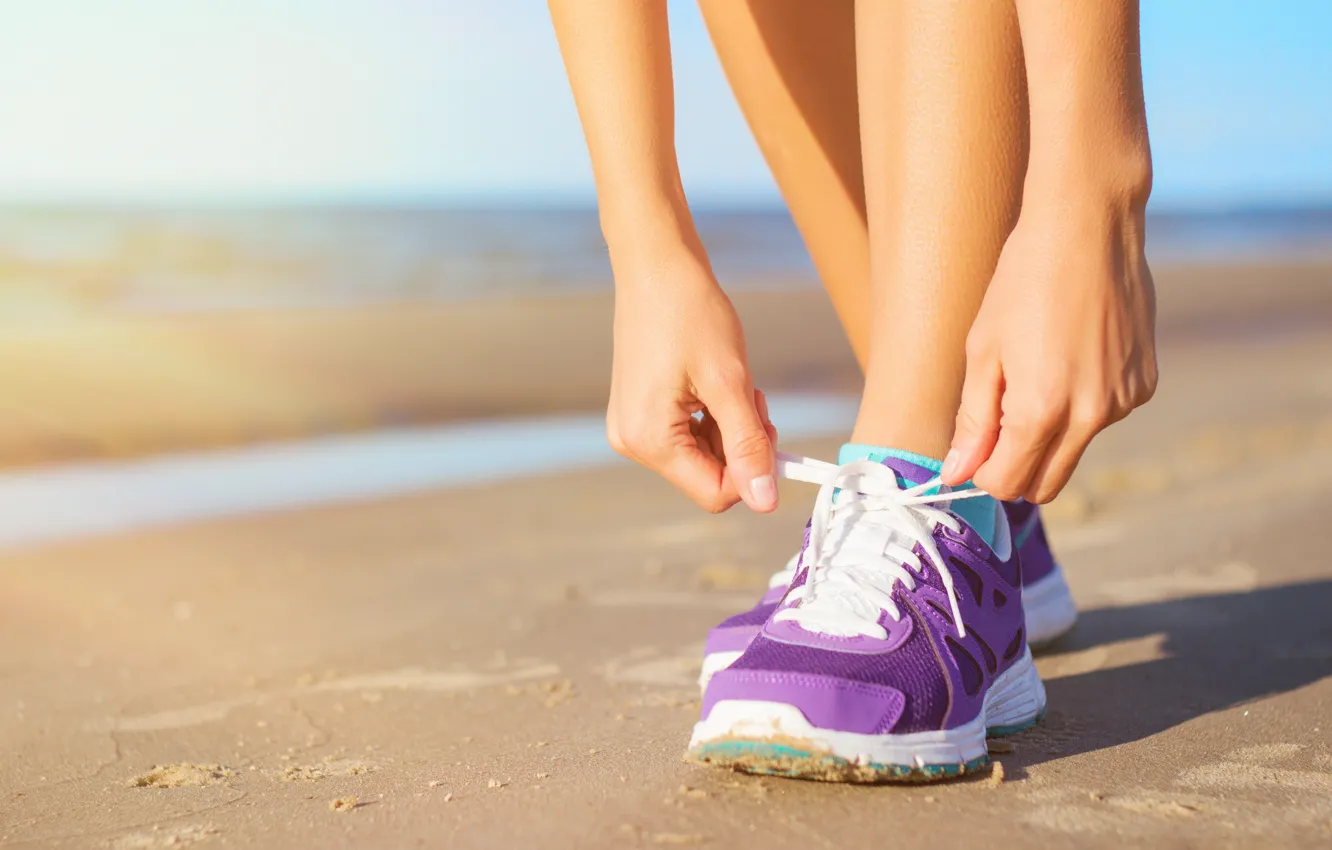 Photo wallpaper woman, workout, sportswear, sports shoes, outdoor activity