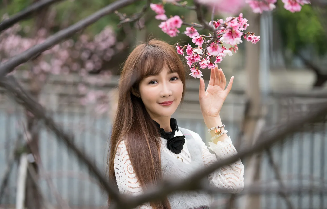 Photo wallpaper girl, smile, Asian, cutie